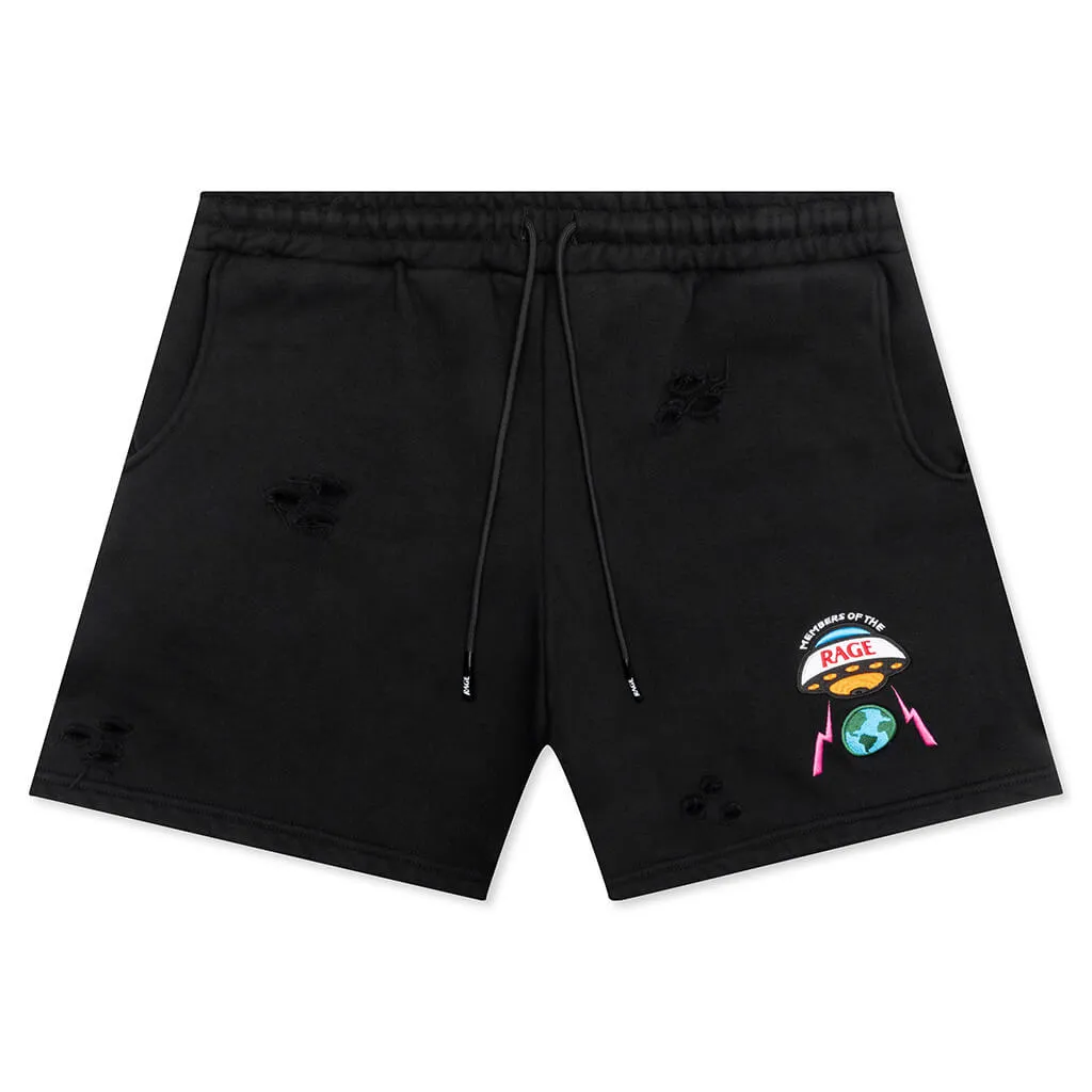 Distressed Shorts Small Logo - Black