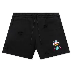 Distressed Shorts Small Logo - Black