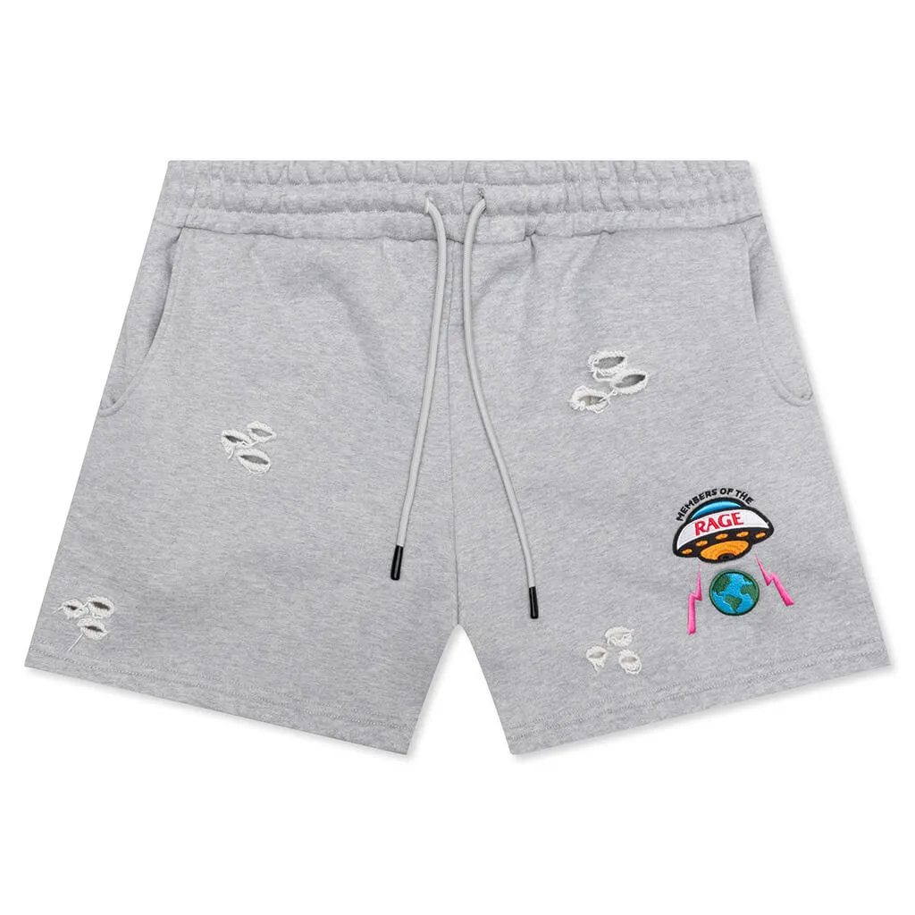 Distressed Shorts Small Logo - Heather Grey