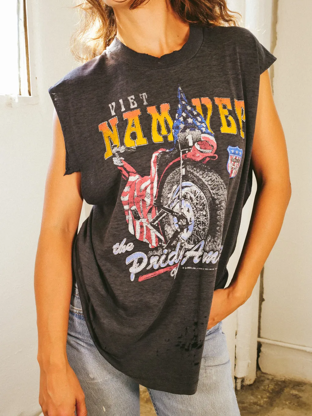 Distressed Vietnam Vet Muscle Tee