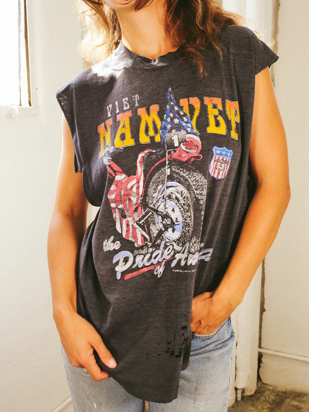 Distressed Vietnam Vet Muscle Tee