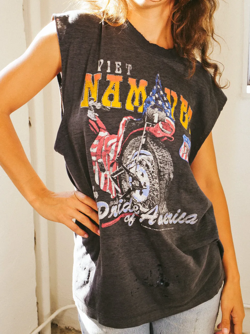 Distressed Vietnam Vet Muscle Tee