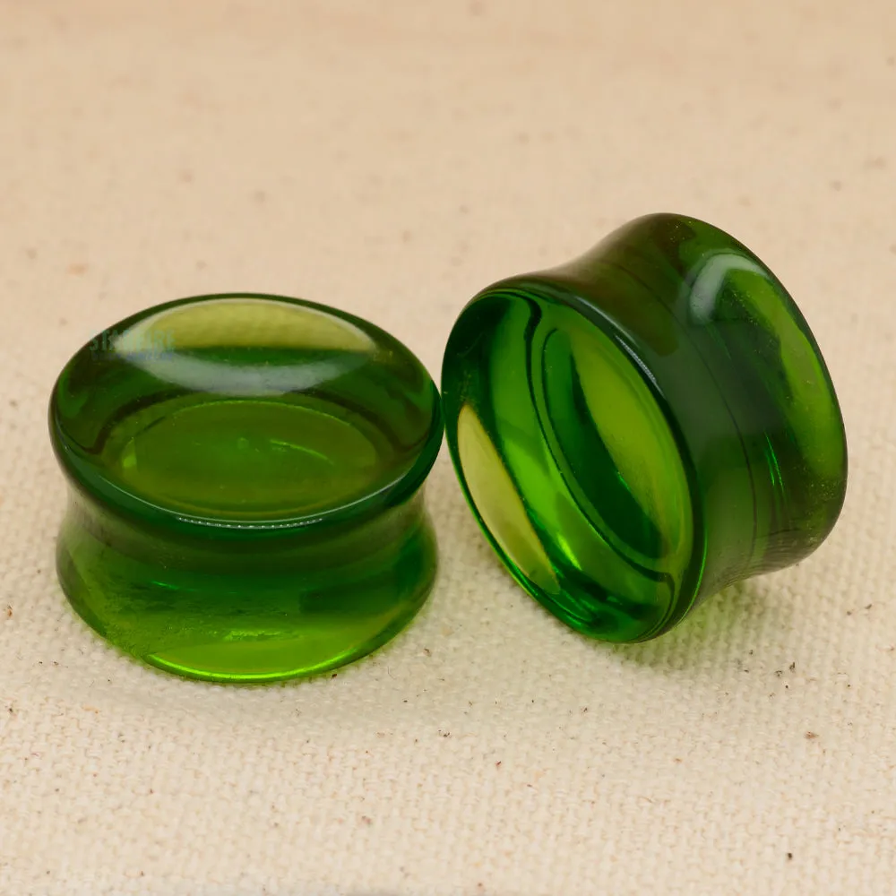 Double-Flared Concave Stone Plugs - Green (7/8)