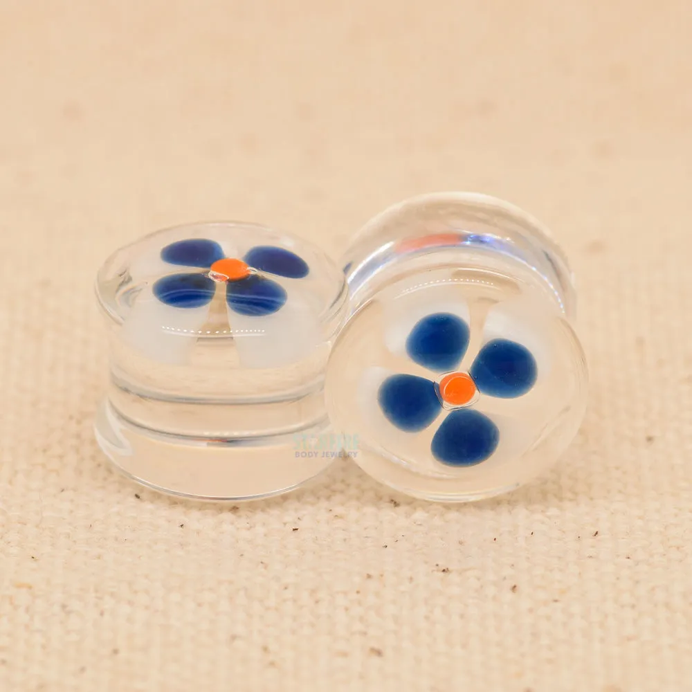 Double-Flared Glass Plugs - Flower (1/2)