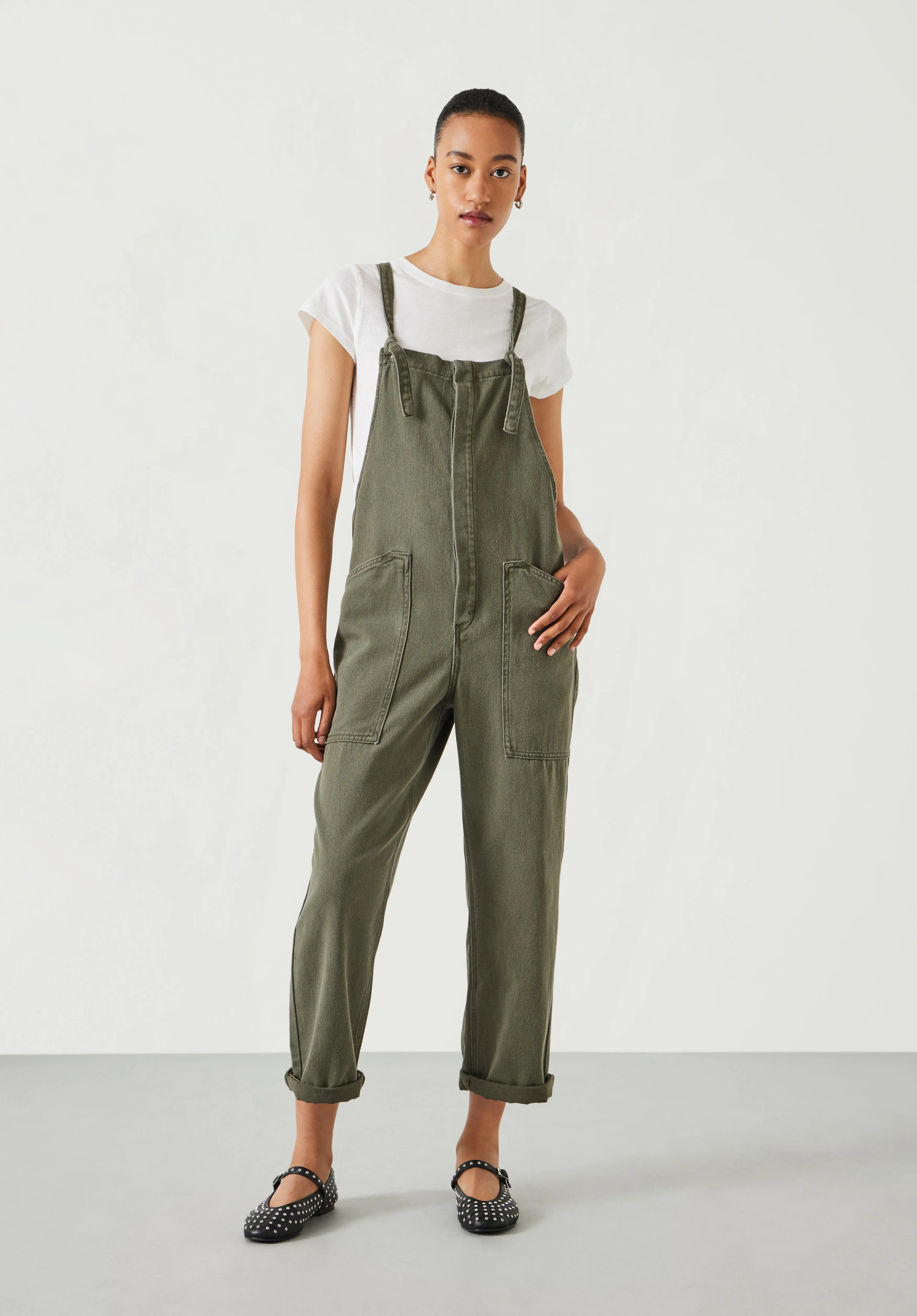 Ellie Denim Cropped Dungarees