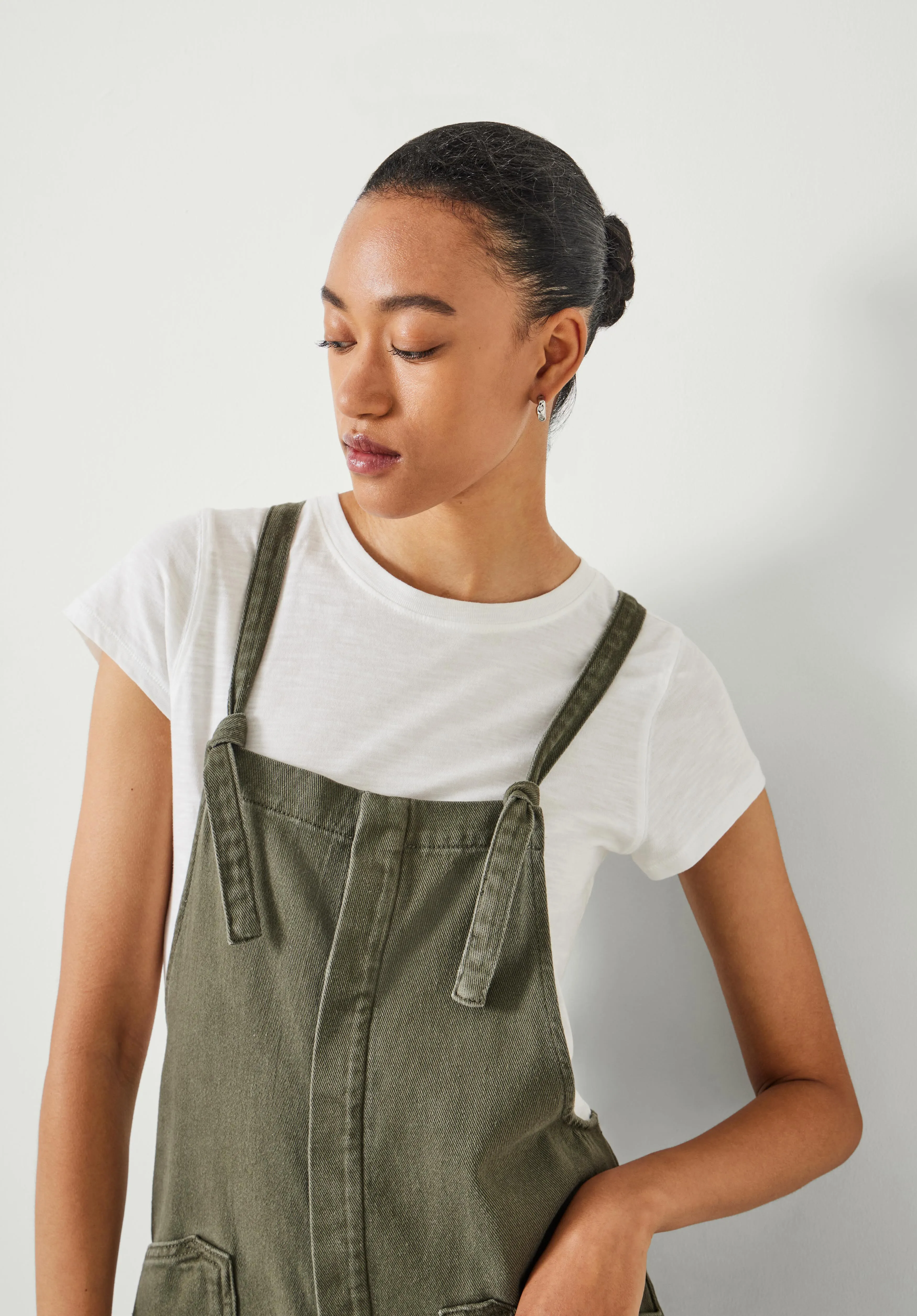 Ellie Denim Cropped Dungarees