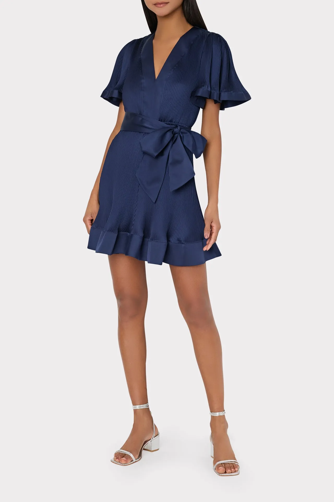 Ellie Satin Pleated Mini Dress