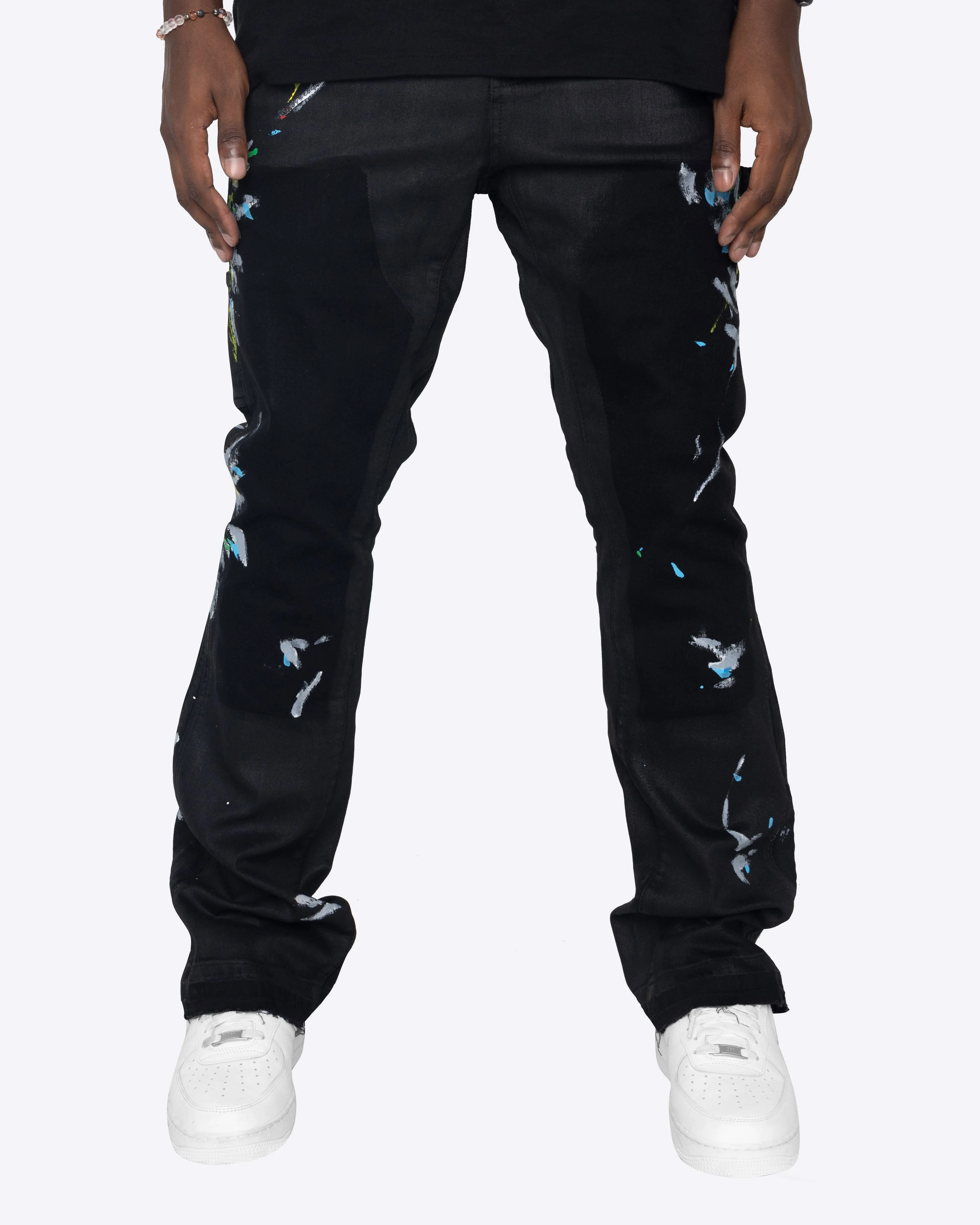 EPTM WAX SPLATTER FLARE DENIM-BLACK