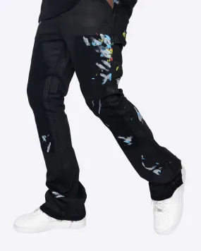 EPTM WAX SPLATTER FLARE DENIM-BLACK