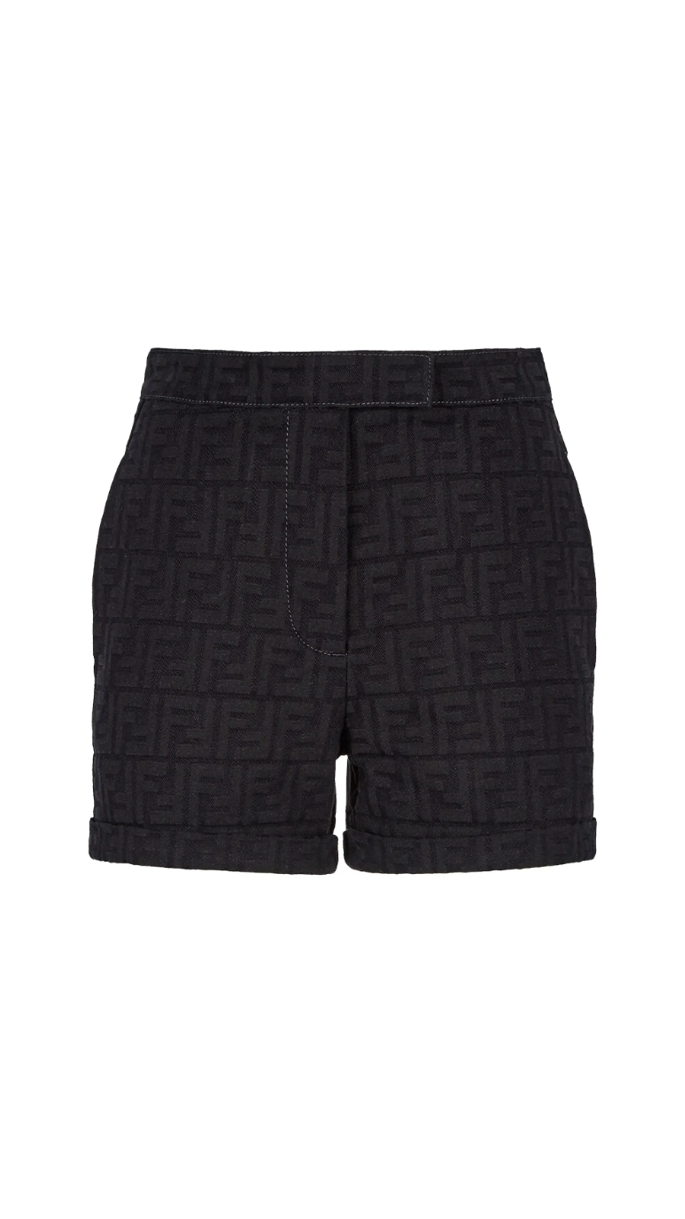 FF Jacquard Denim Shorts - Navy