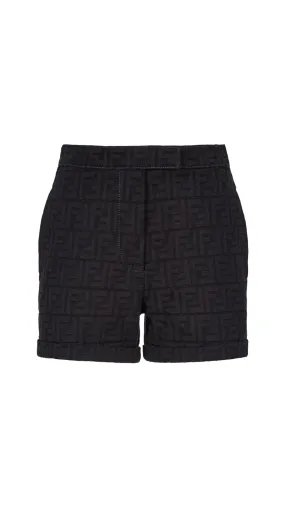 FF Jacquard Denim Shorts - Navy