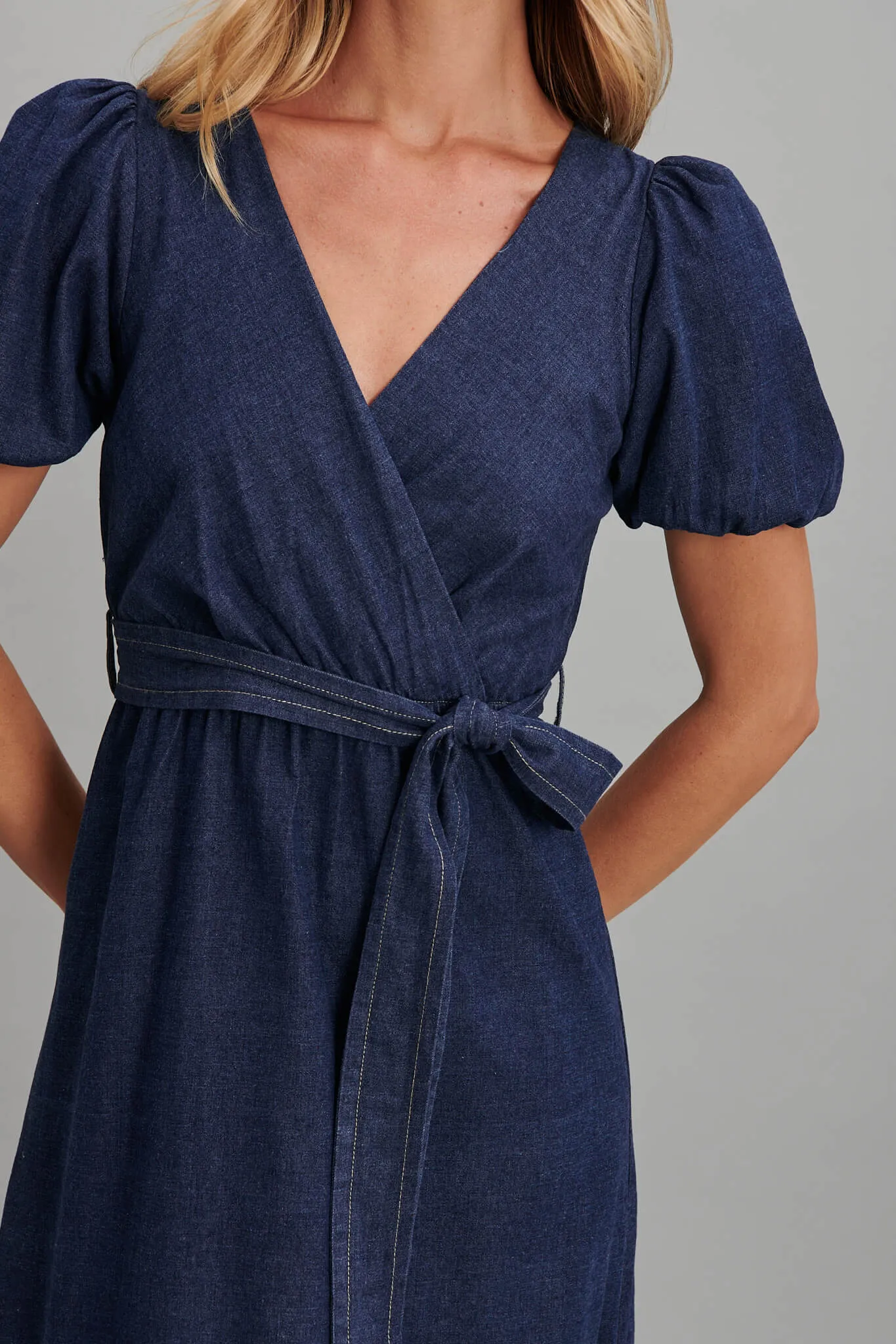 Film Midi Dress In Dark Blue Denim