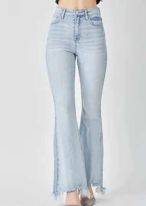 FINAL SALE - Risen Light Wash Frayed Flare Jeans