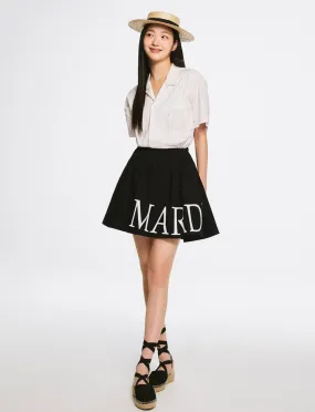 FLARE BANDING SKIRT BLACK WHITE