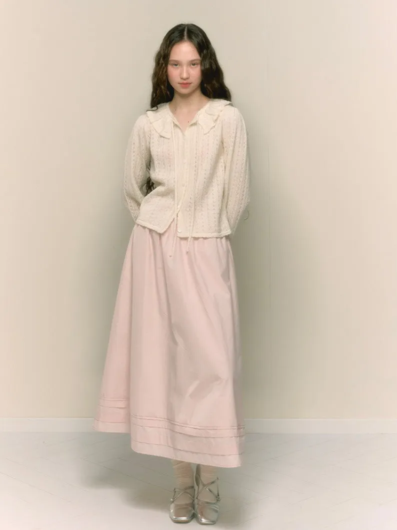 Flare Girly Plain Feminine Long-Skirt