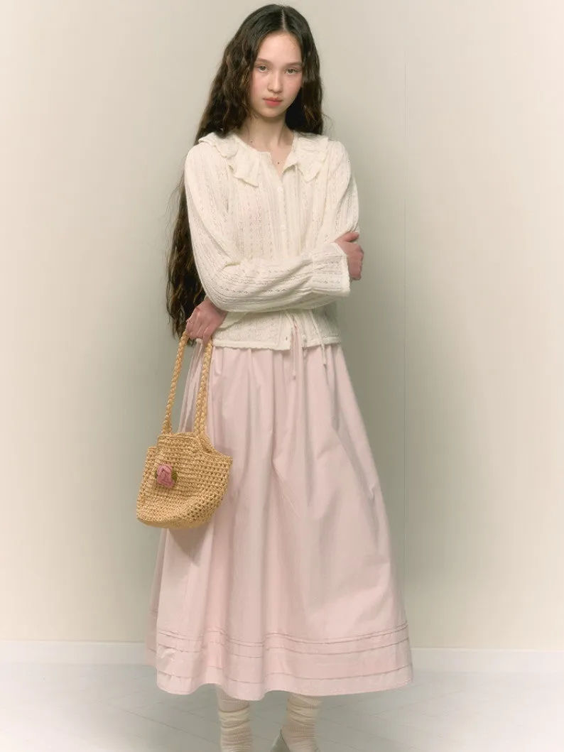 Flare Girly Plain Feminine Long-Skirt