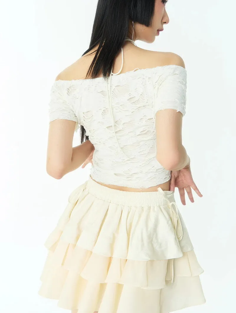 Flare Tiered Cake Chic Classy Retro Mini-Skirt