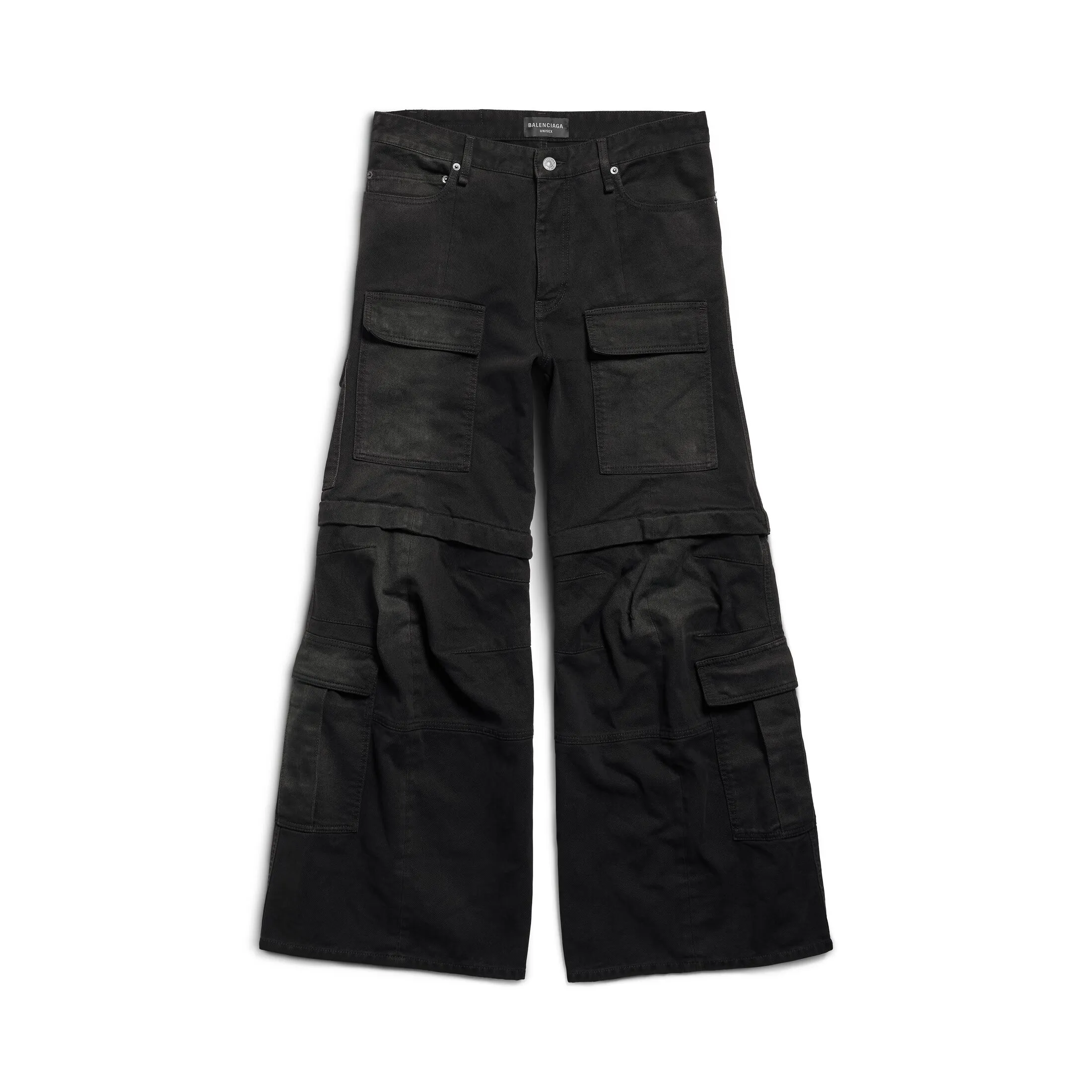 FLARED CARGO PANTS IN BLACK