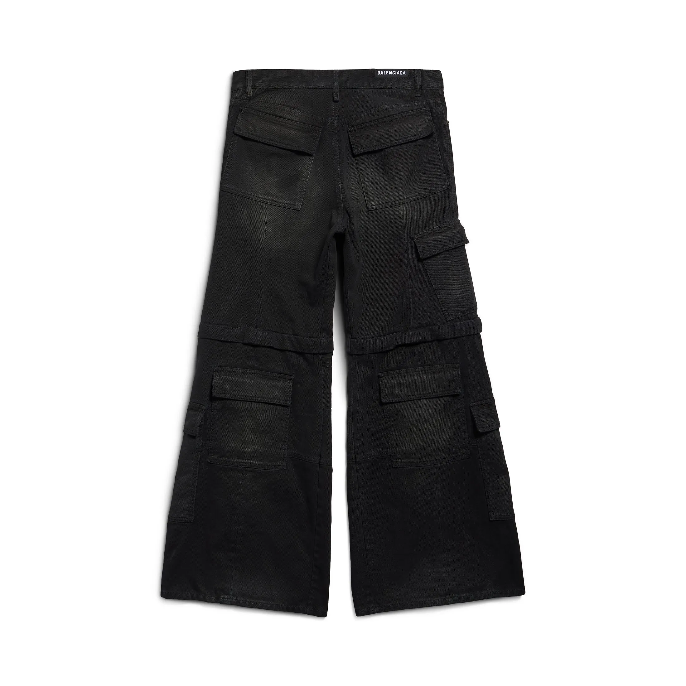 FLARED CARGO PANTS IN BLACK