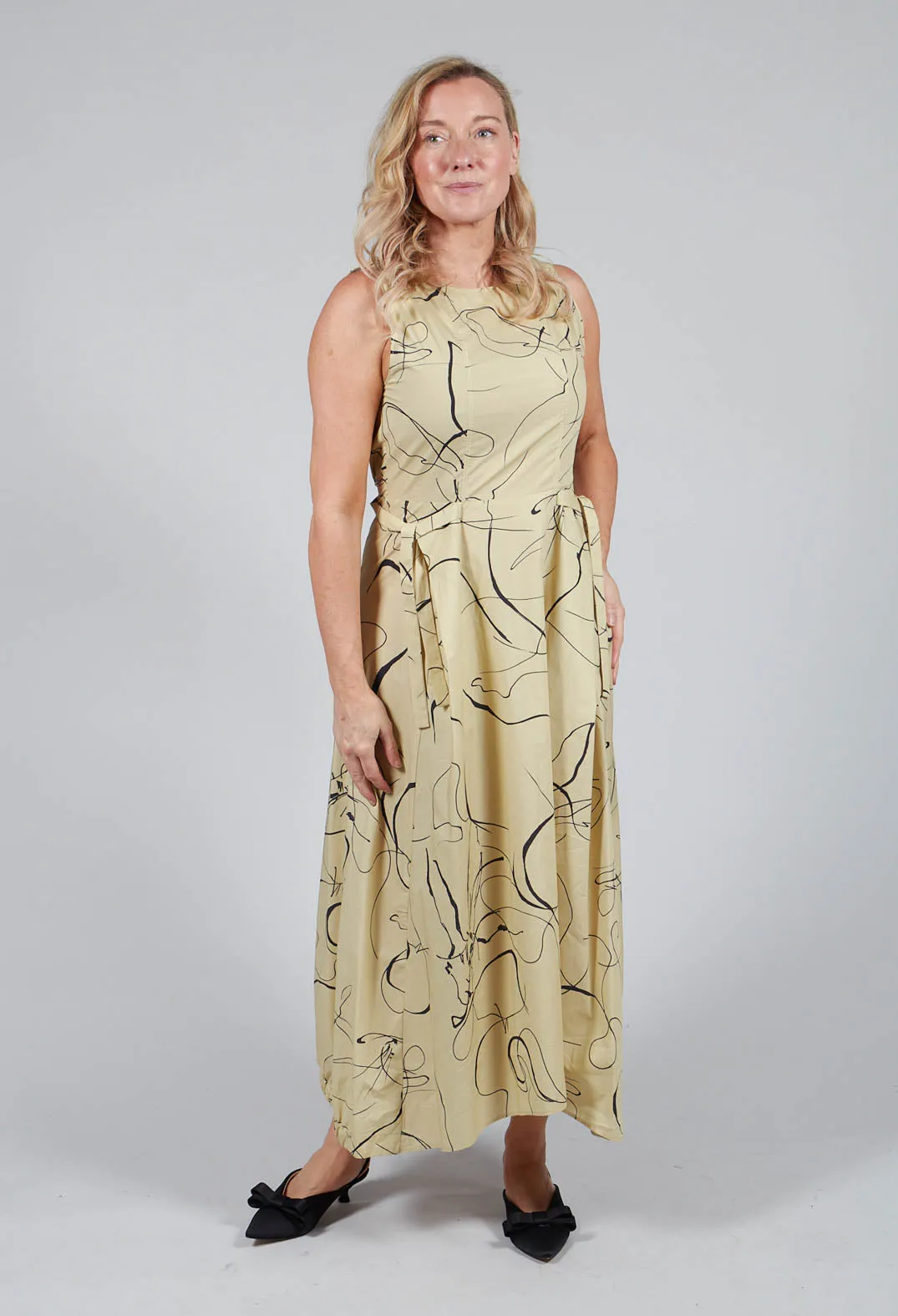 Flared Cotton Dress in Rabbit Print