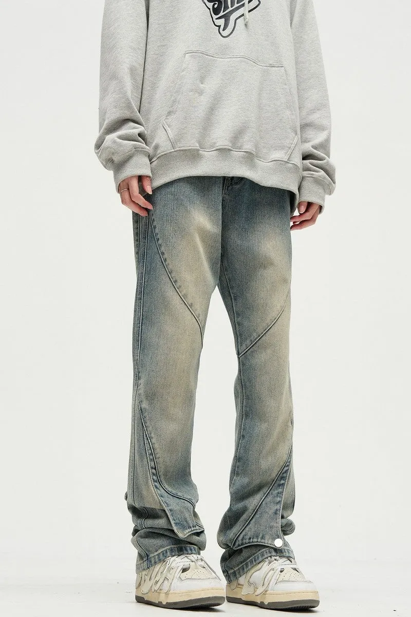 Flared Layered Washed Jeans