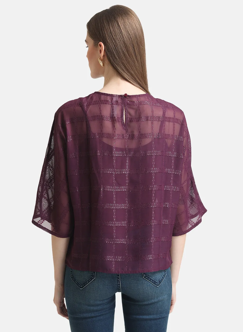 Flared Sleeve Jacquard Top