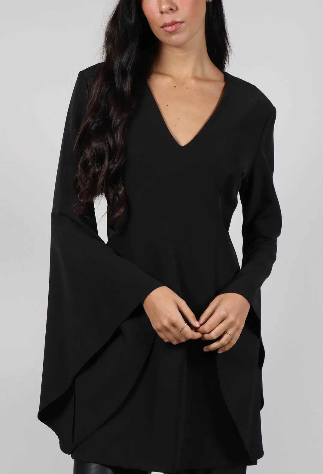 Flared Tecno Dress in Black