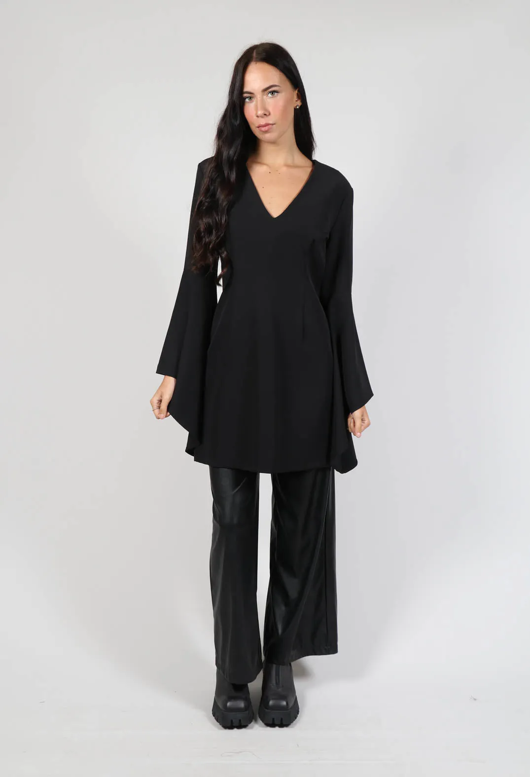 Flared Tecno Dress in Black