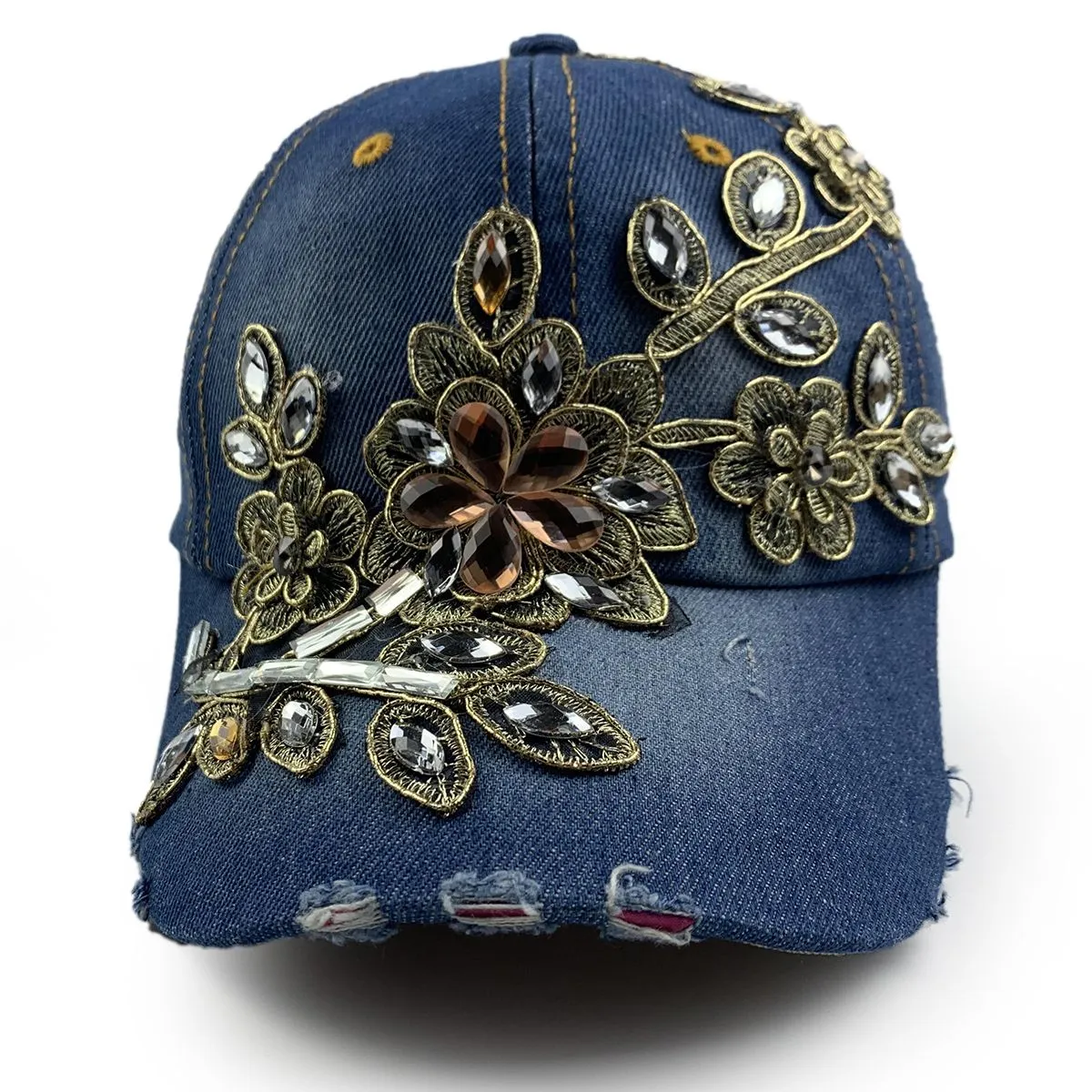 Flora Rhinestone Hat Dark Jean