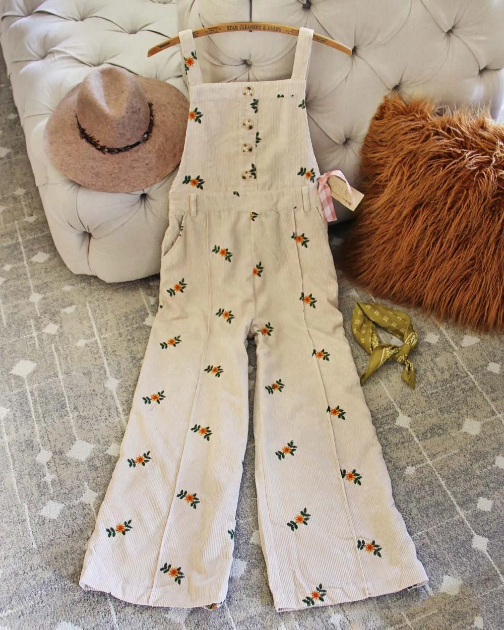 Floral Corduroy Overall