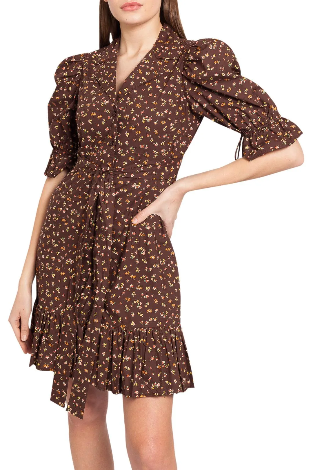 Floral pattern flared mini-dress