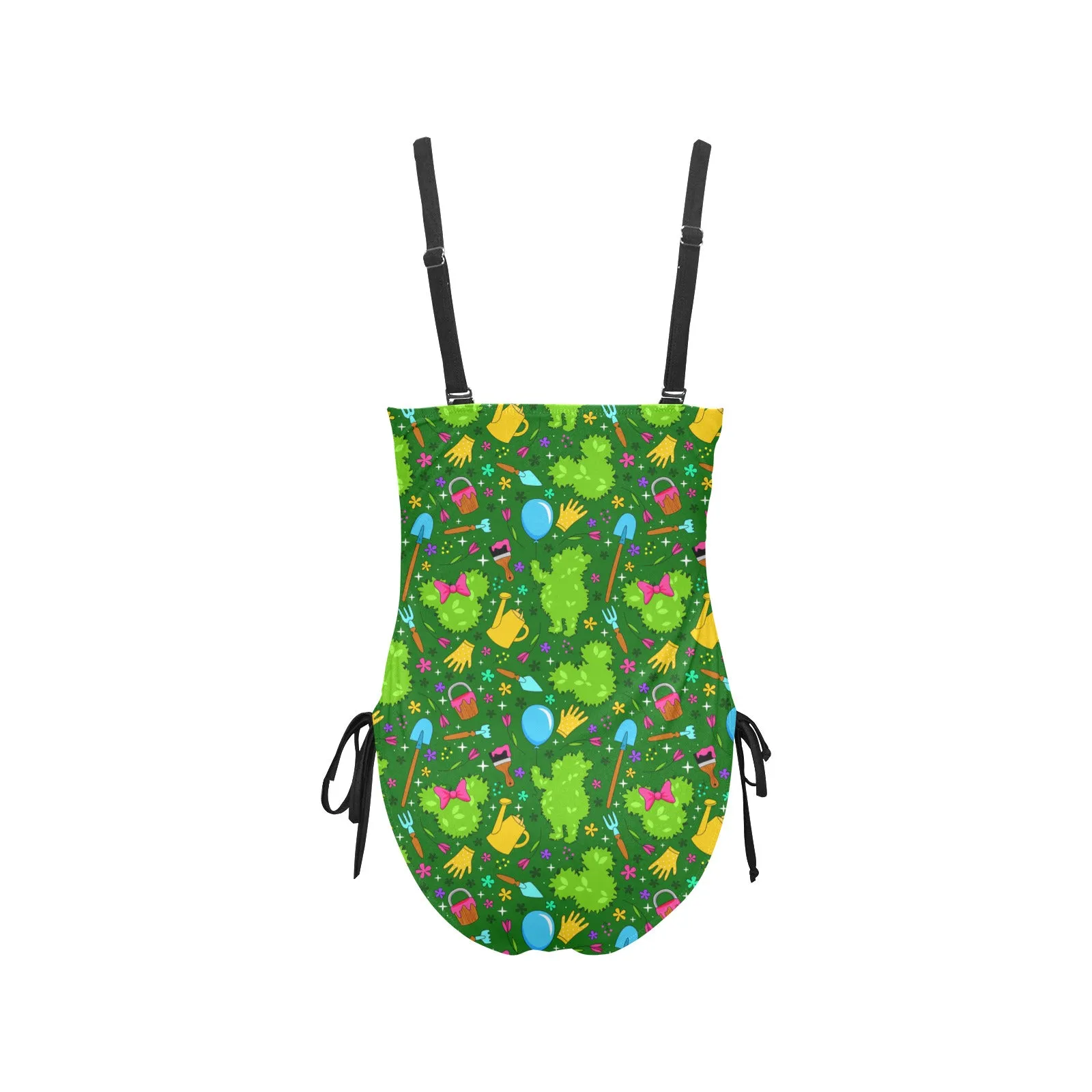 Flower And Garden Drawstring Side Women's One-Piece Swimsuit