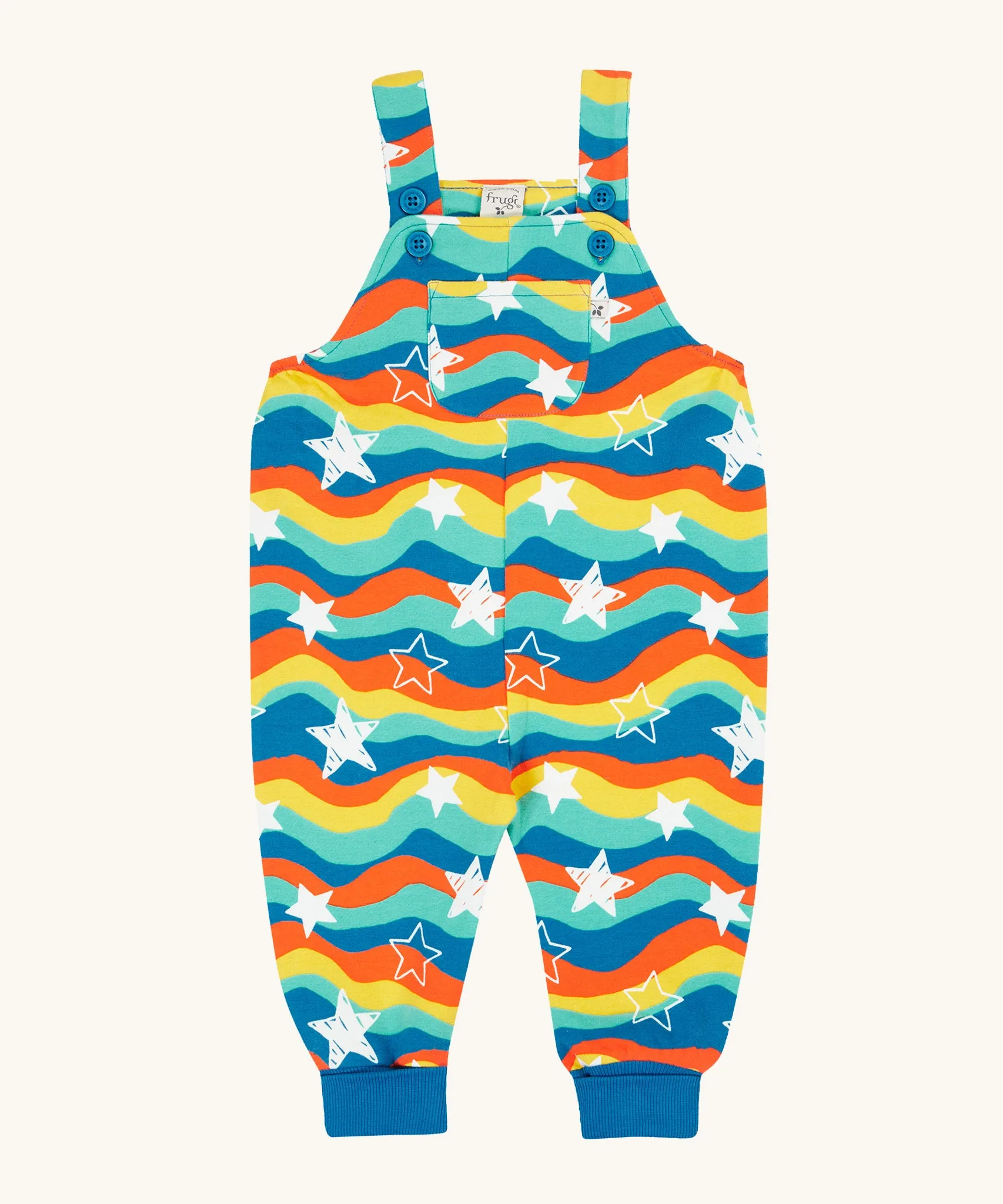 Frugi Cosy Parsnip Dungarees - Wavy Stars