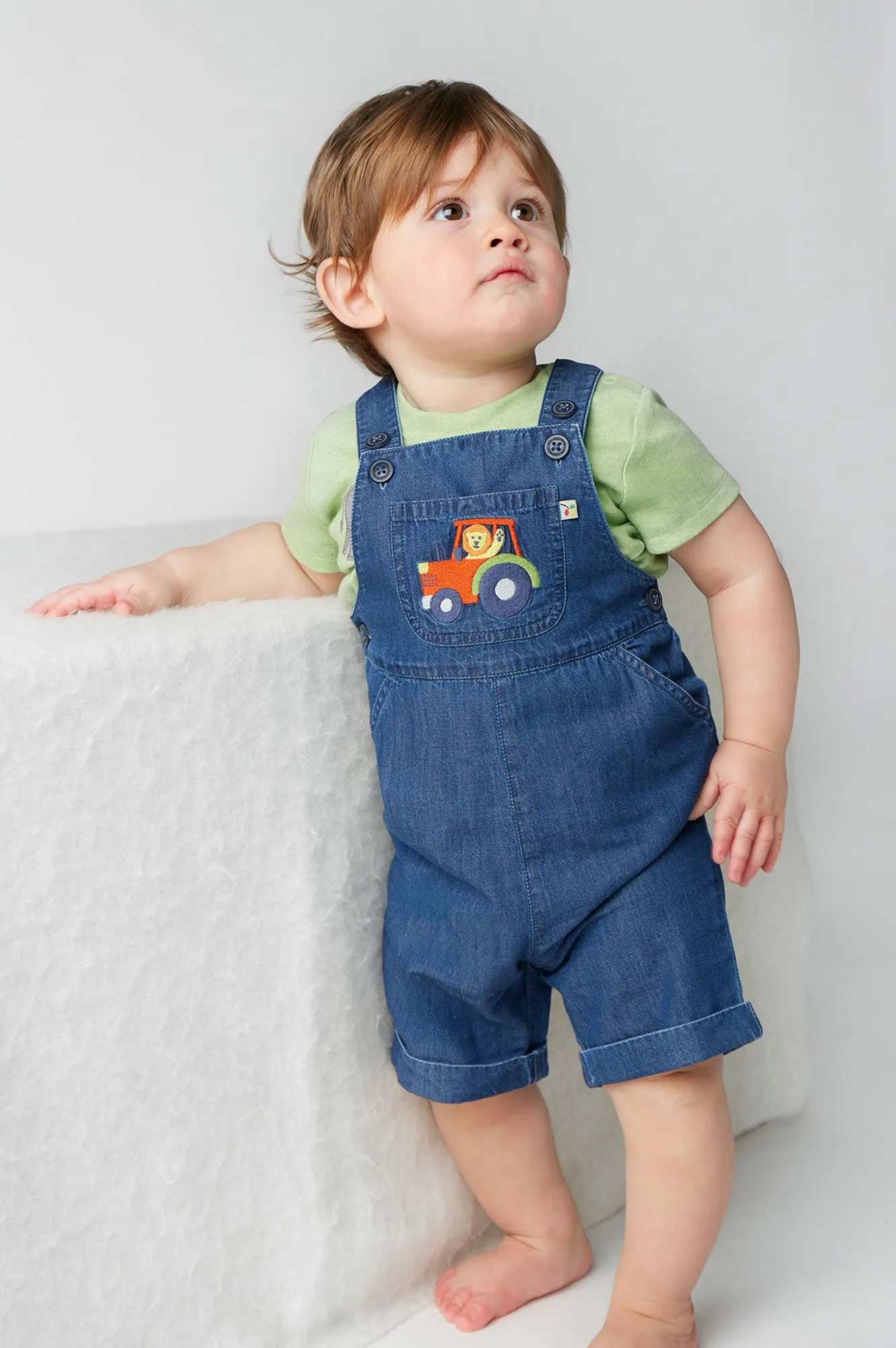 Frugi Organic Carnkie Chambray Dungarees - Tractor