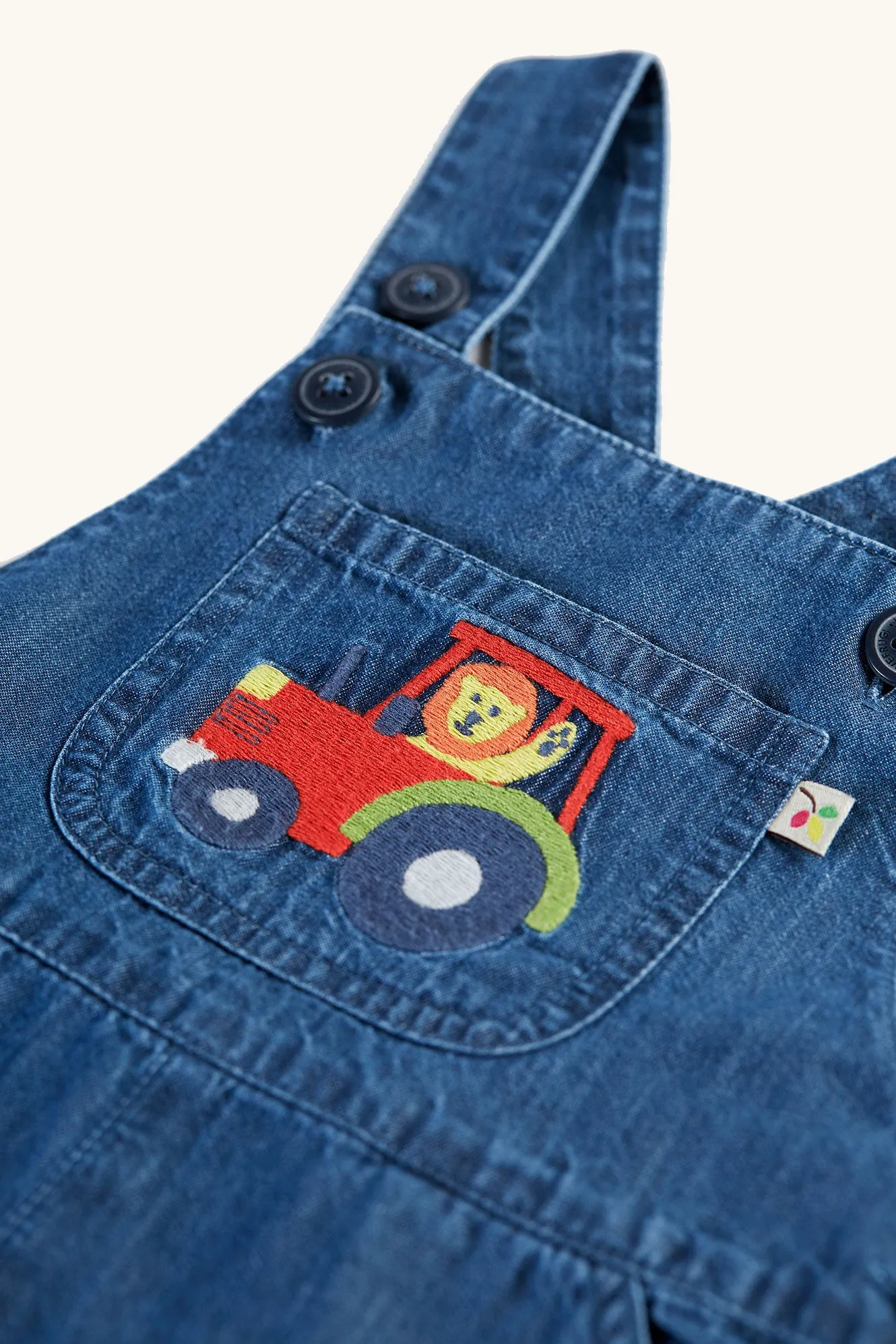 Frugi Organic Carnkie Chambray Dungarees - Tractor