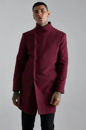 Funnel Neck Wool Look Overcoat