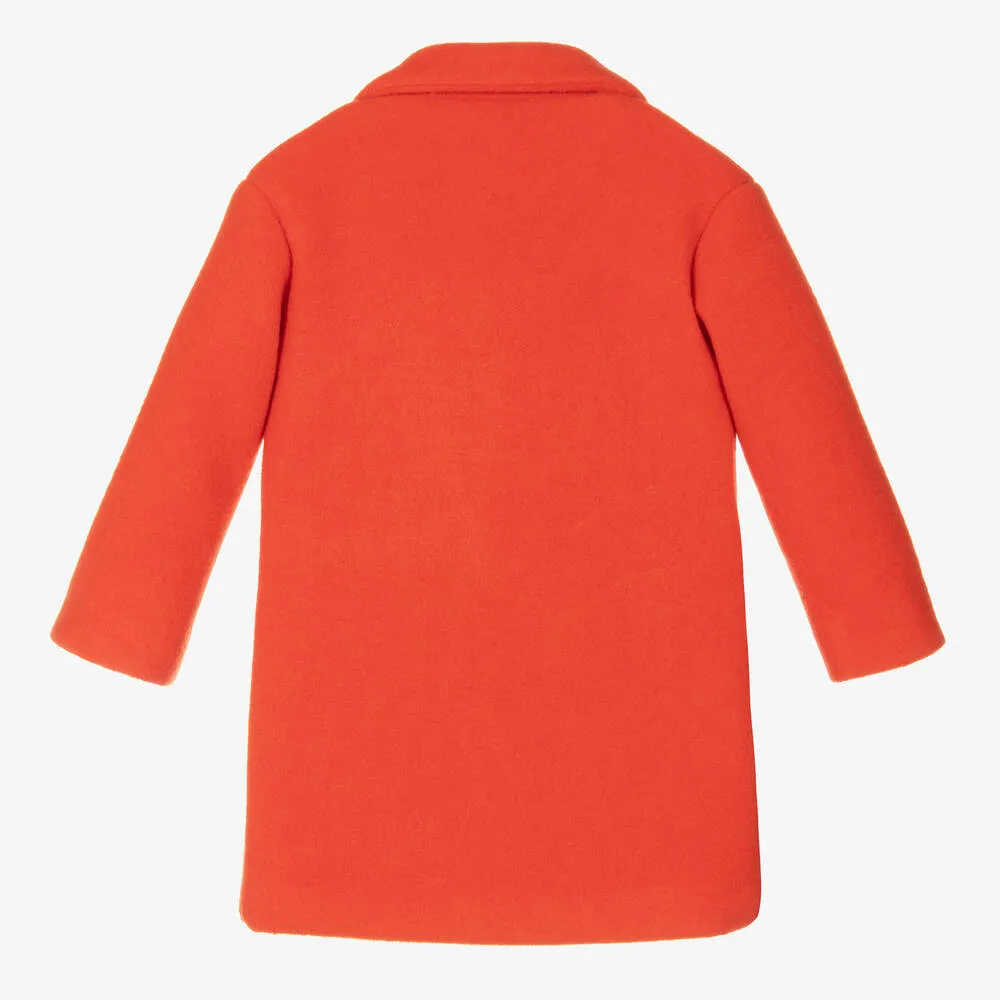 Girls Orange Felted Overcoat