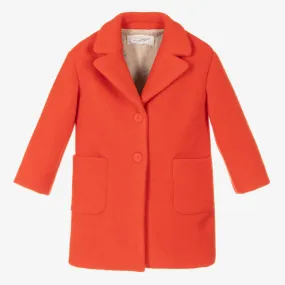 Girls Orange Felted Overcoat