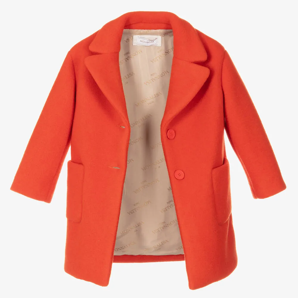 Girls Orange Felted Overcoat