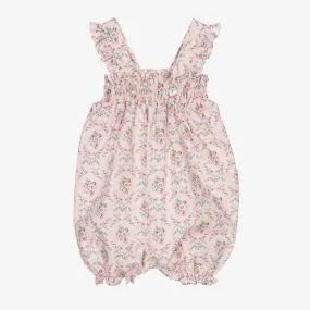 Girls Pink Floral Dungarees 