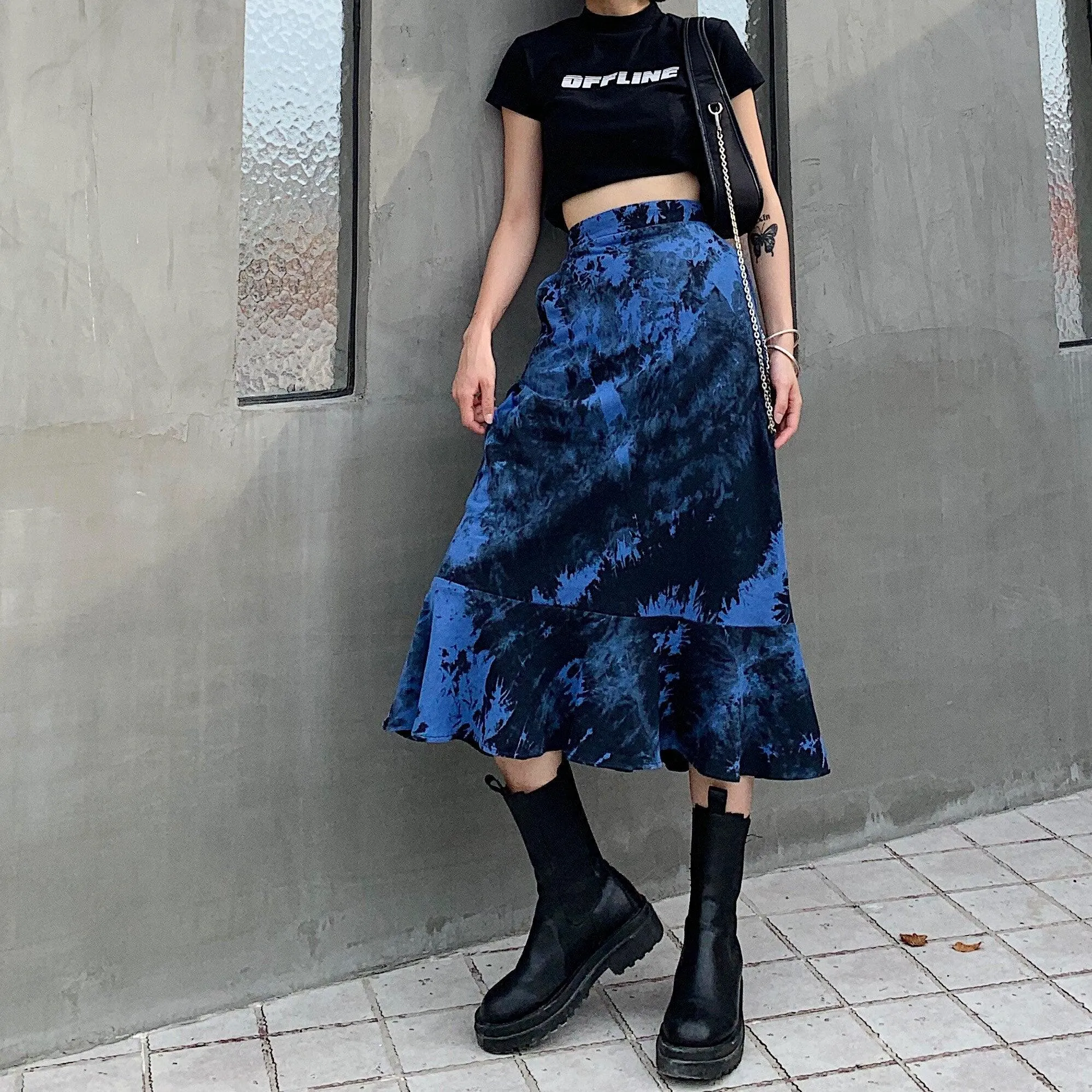 Gothic Loose streetwear Wind High Waist Skirt