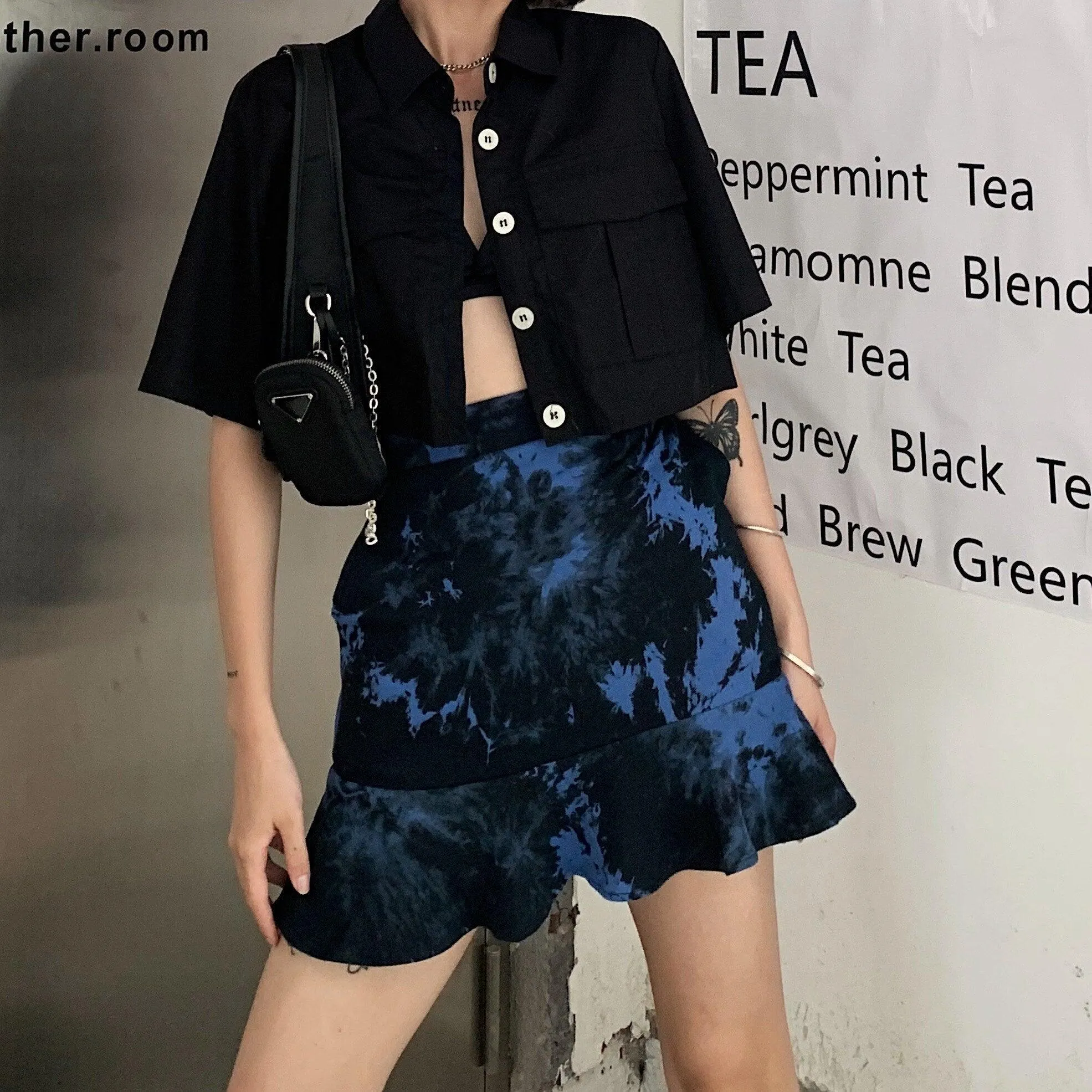 Gothic Loose streetwear Wind High Waist Skirt