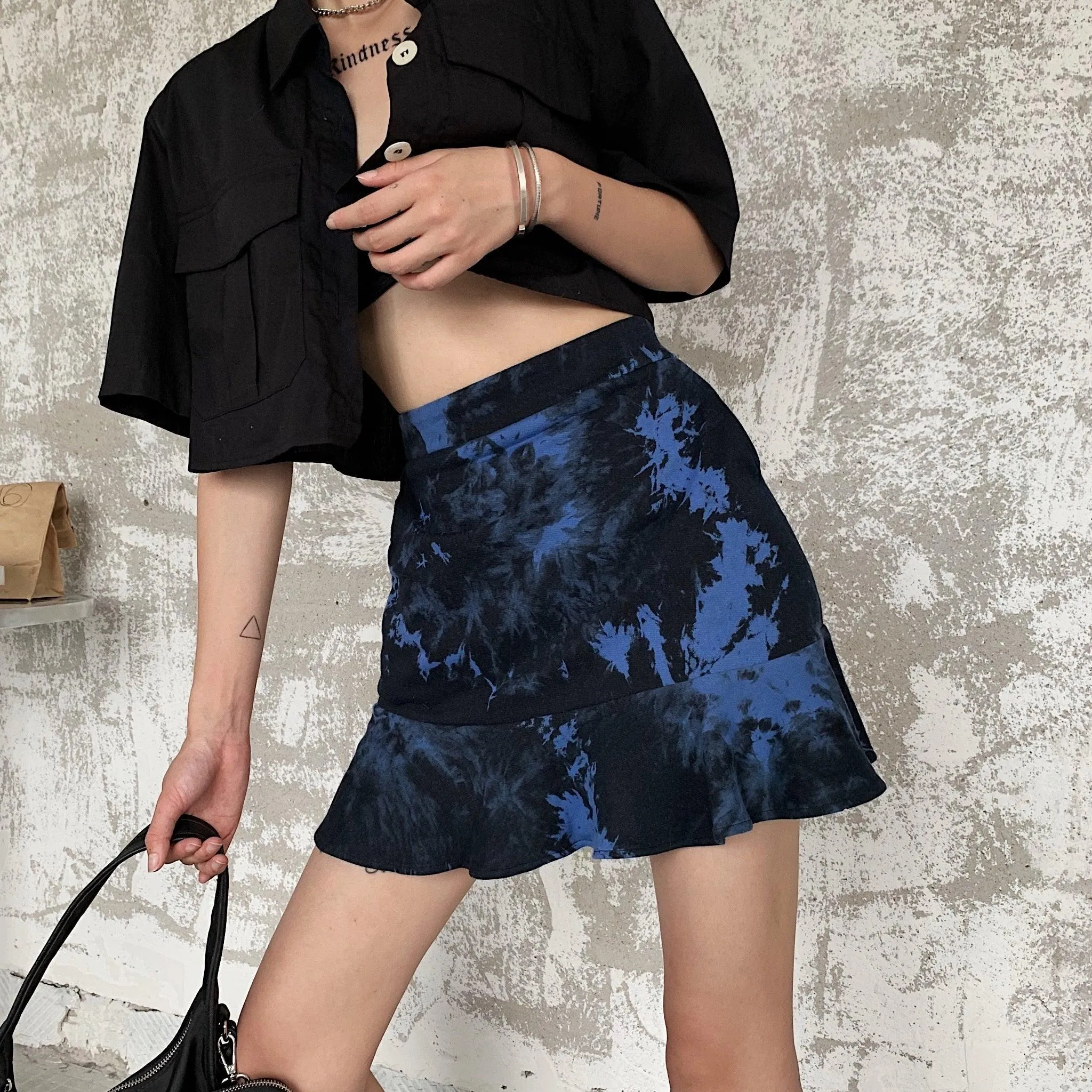 Gothic Loose streetwear Wind High Waist Skirt