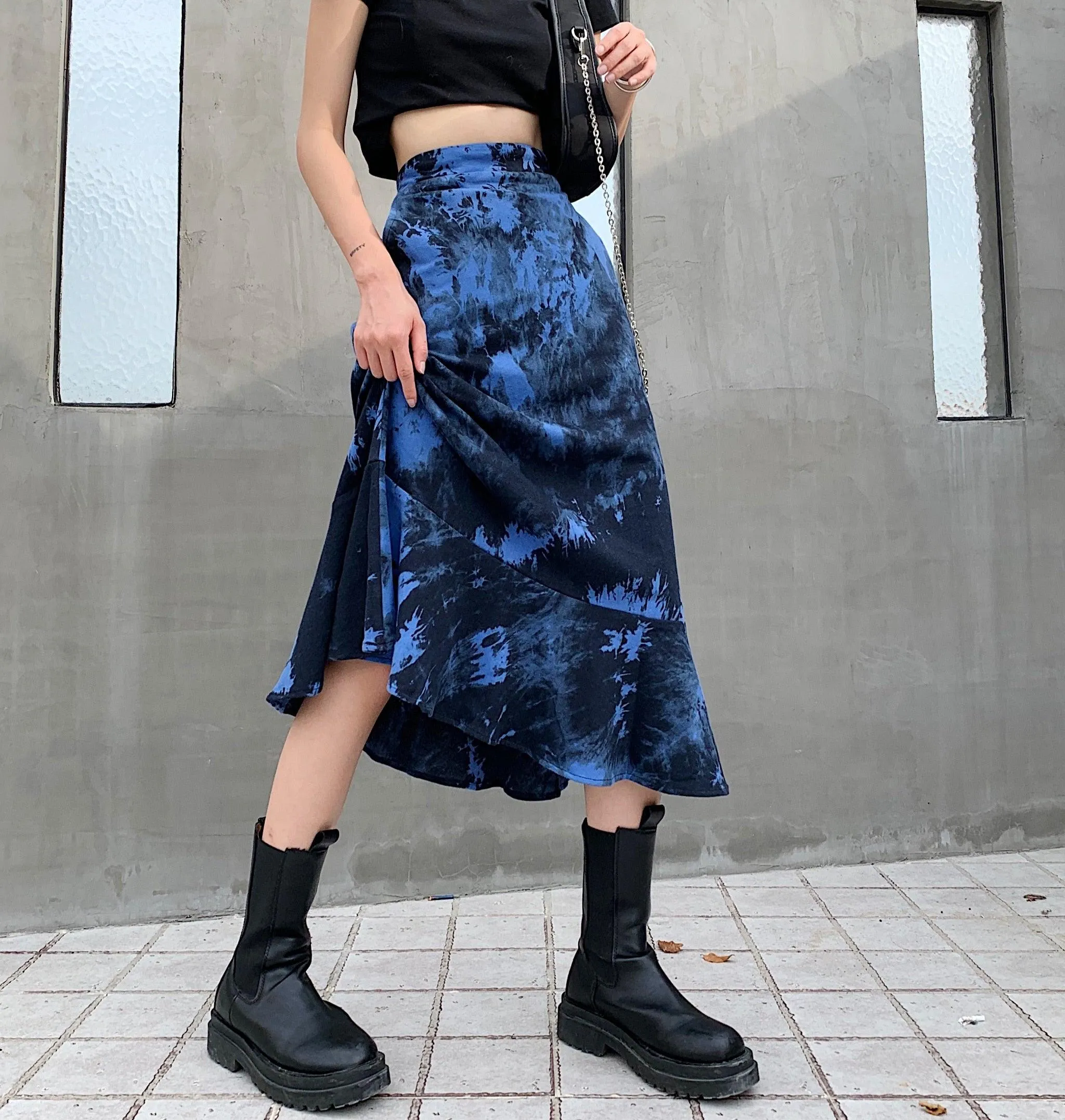 Gothic Loose streetwear Wind High Waist Skirt