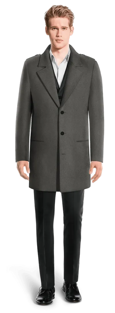 Grey Overcoat with epaulettes