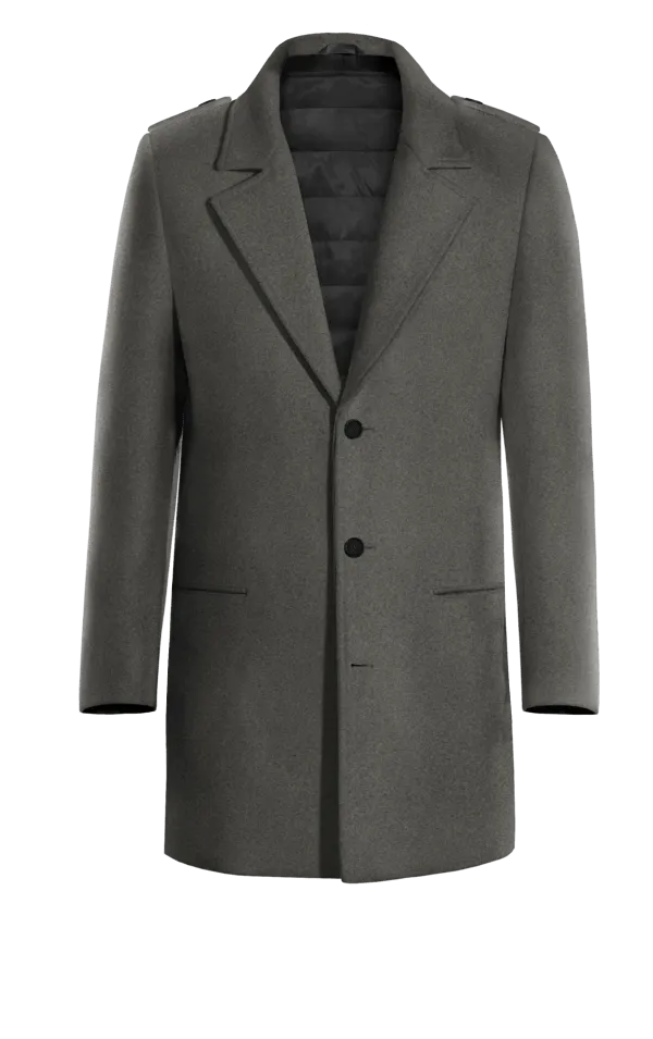 Grey Overcoat with epaulettes