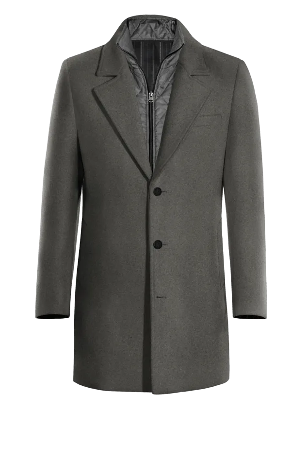 Grey Overcoat with removable padded piece