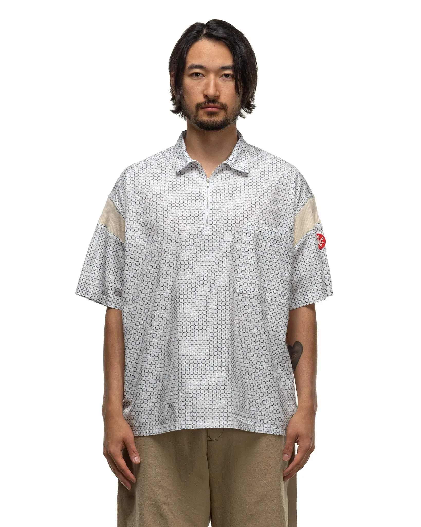 Half Zip Control Short Sleeve Shirt White