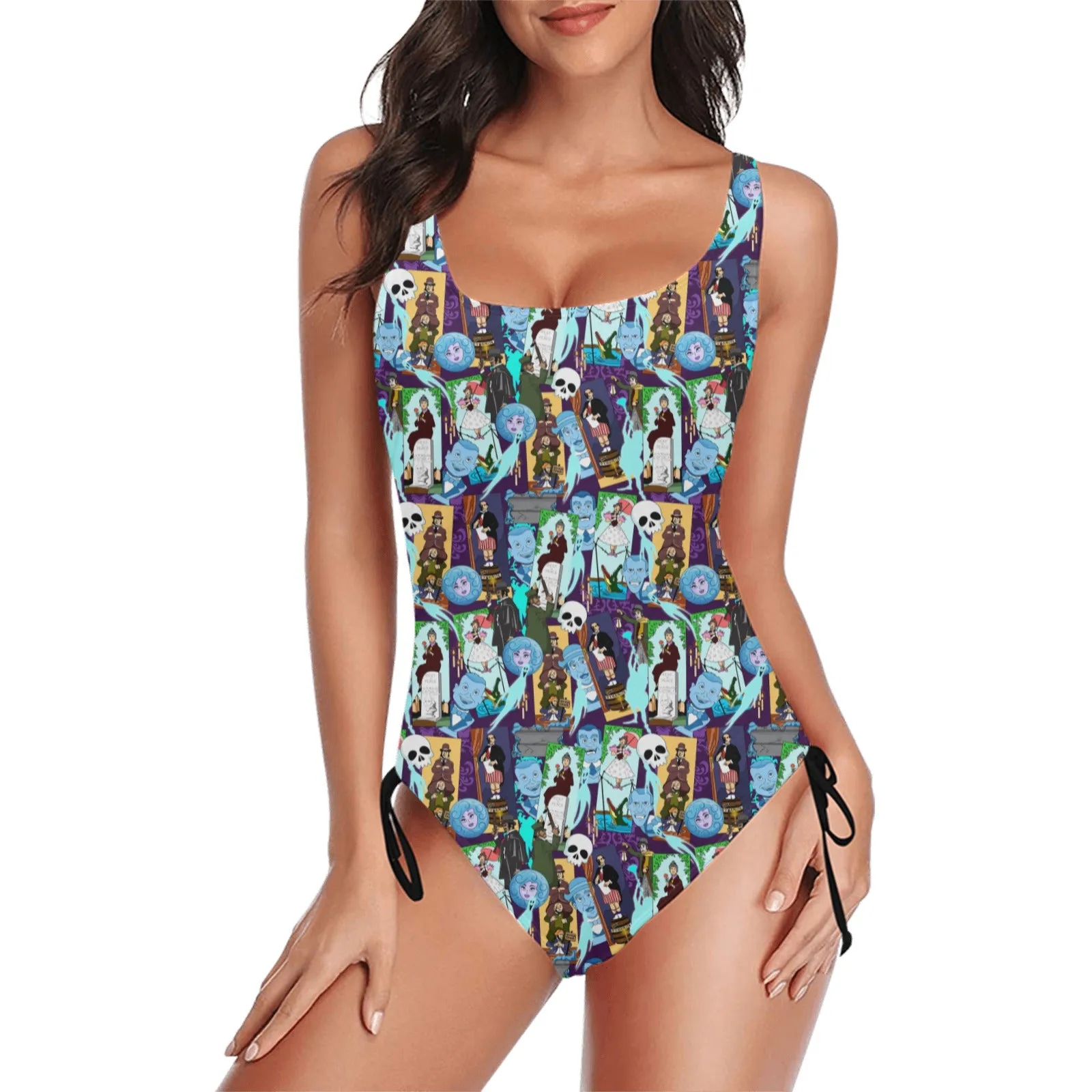 Haunted Mansion Favorites Drawstring Side Women's One-Piece Swimsuit