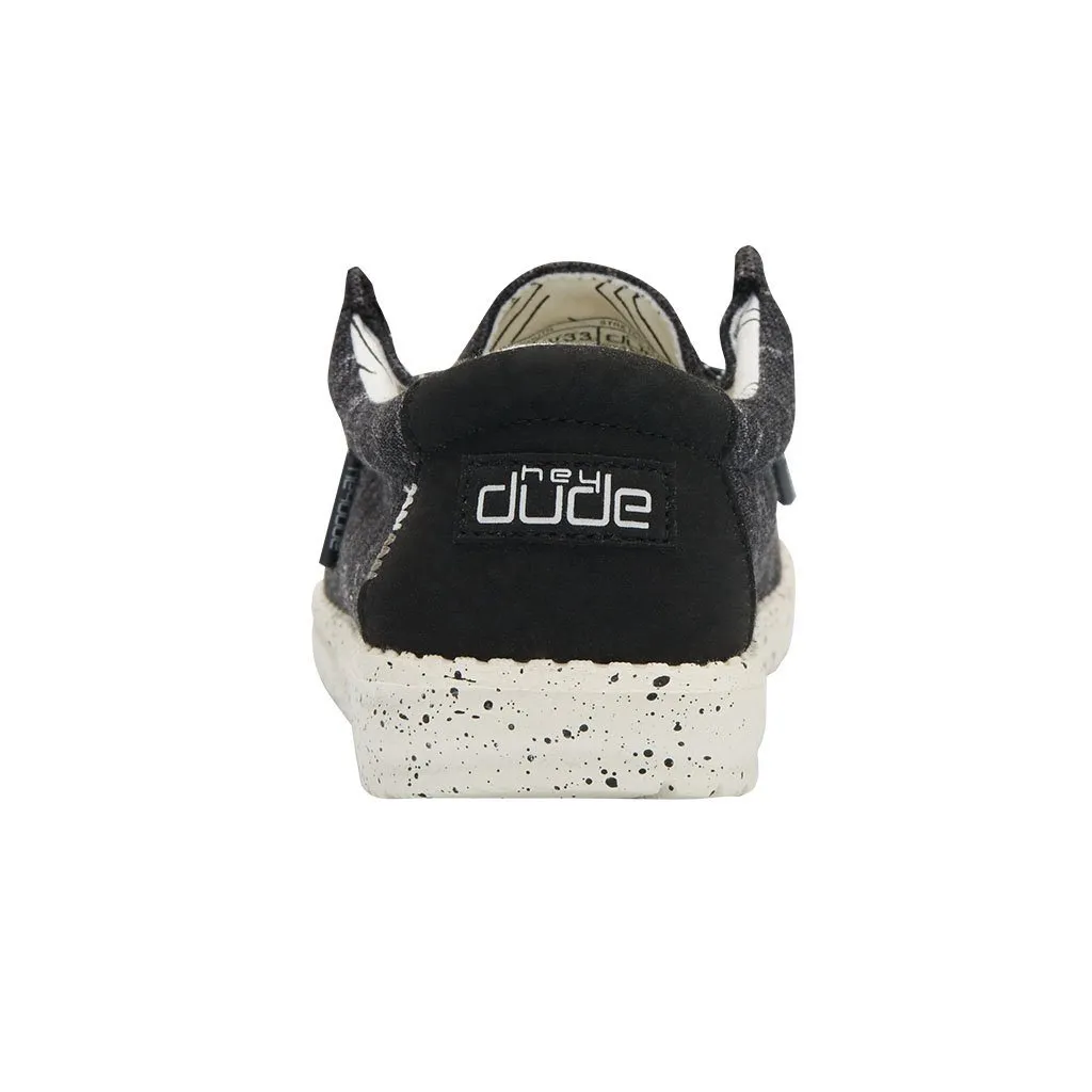 Hey Dude Youth Black Wally Stretch Shoe